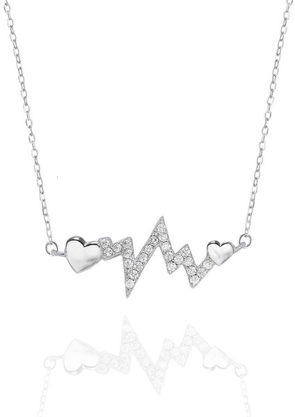 Diamond Seri Işıltılı Heartbeat Kadın Gümüş Kolye