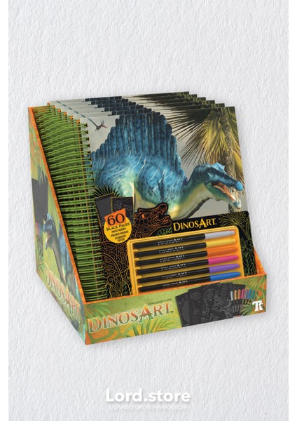 LORDSTORE513 Dinosart Siyah Sayfalı Boyama Kitabı