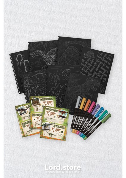 LORDSTORE513 Dinosart Siyah Sayfalı Boyama Kitabı fiyatları