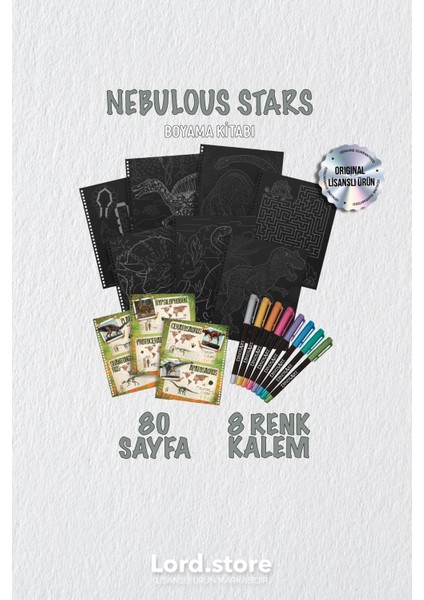 LORDSTORE513 Dinosart Siyah Sayfalı Boyama Kitabı modelleri