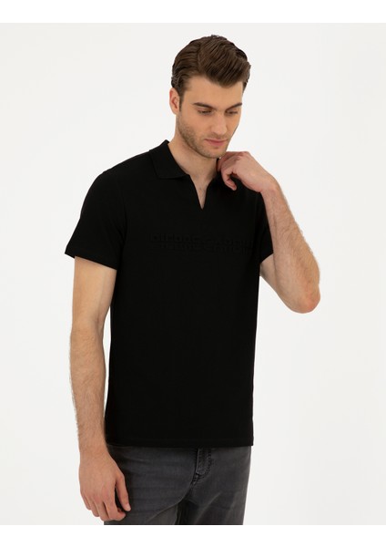 Erkek Siyah Slim Fit Tişört 50296772-VR046 modelleri