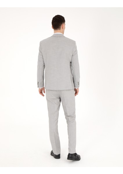 Erkek Gri Slim Fit Yün Karışımlı Takım Elbise 50285902-VR024