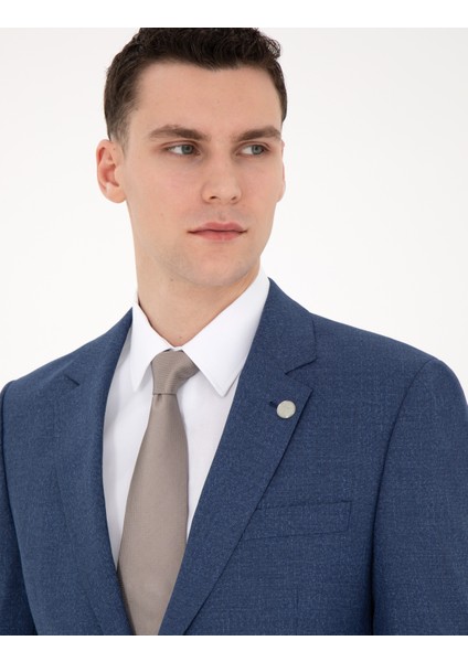 Erkek Koyu Mavi Slim Fit Yün Karışımlı Takım Elbise 50285902-VR032 fırsatları