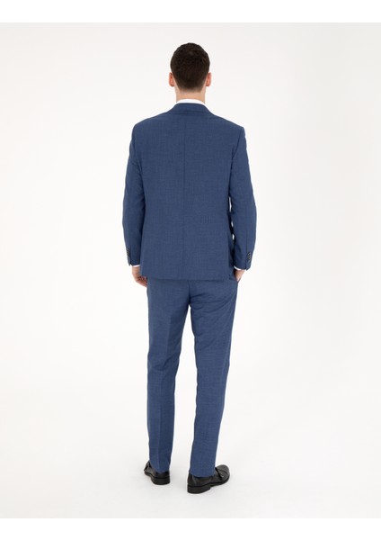 Erkek Koyu Mavi Slim Fit Yün Karışımlı Takım Elbise 50285902-VR032 indirimleri