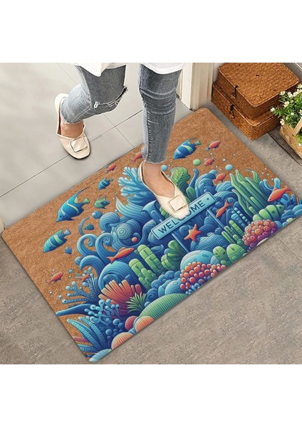 Deniz ve Balık Temalı Welcome Kapı Önü Paspası 45X70CM