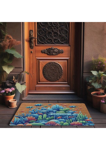 Deniz ve Balık Temalı Welcome Kapı Önü Paspası 45X70CM