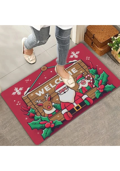 Valerine Life Noel Babalı Yılbaşı Tabelası Welcome Kapı Önü Paspası 45X70CM