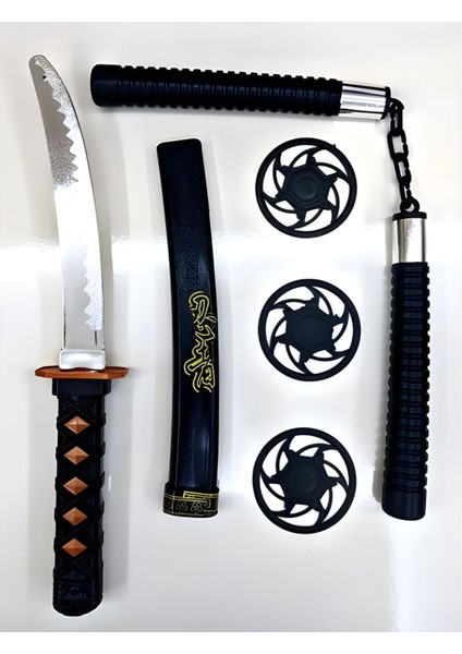 Ninja Samuray Savaşçı Kılıç Seti - Katana Mınçıka Shuriken Set - Oyuncak Ninja Savaş Kılıç Set