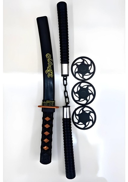 Ninja Samuray Savaşçı Kılıç Seti - Katana Mınçıka Shuriken Set - Oyuncak Ninja Savaş Kılıç Set