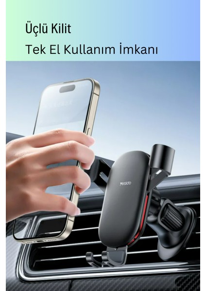 YSD-C243 Izgara Klipsli Ayarlanabilir Araç Telefon Tutucu