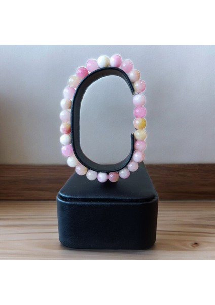 Açık Pembe Ceyt Taşı Bileklik Doğal Taşlar Unisex Doğal Taş Bileklik Sertifikalı Ürünler