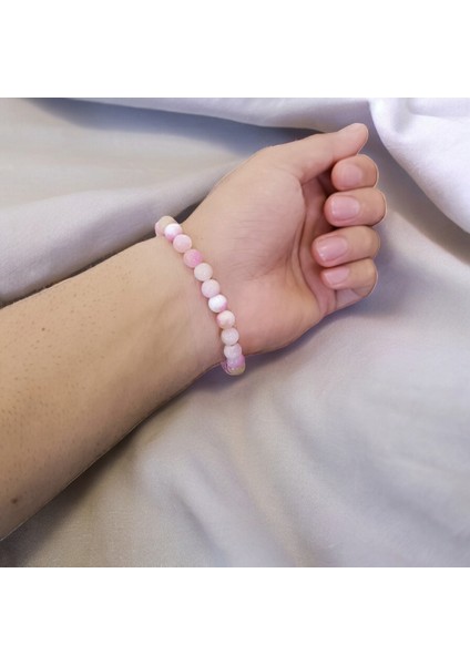 Açık Pembe Ceyt Taşı Bileklik Doğal Taşlar Unisex Doğal Taş Bileklik Sertifikalı Ürünler modelleri