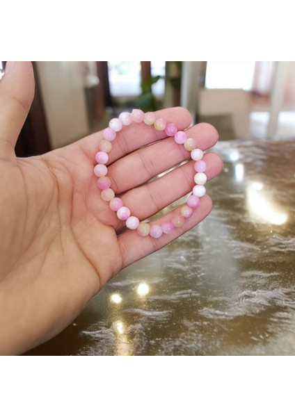 Açık Pembe Ceyt Taşı Bileklik Doğal Taşlar Unisex Doğal Taş Bileklik Sertifikalı Ürünler indirimleri
