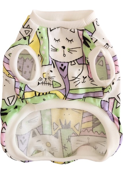 Kedi Köpek Kıyafeti Renkli Neşeli Suratlar organik Tshirt Atlet fiyatları