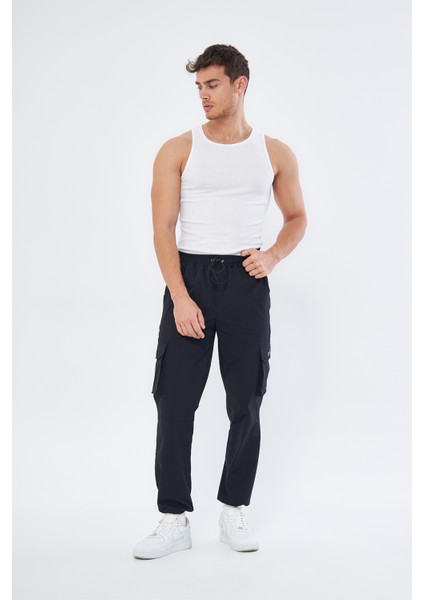 Mesfeno Erkek Pantalon, Likralı Esnek Paraşüt Kumaş, Kargo Cep Detaylı, Regular Kesim, Paçası ve Beli Lastikli Ayarlanabilir Ip Lastikli