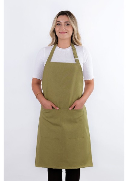 Simple 3'lü Set Ayar Askılı Cepli Mutfak Önlüğü Seti (2 Eldiven) Şef Garson Kafe Aşçı Barista