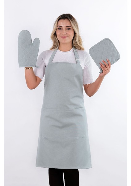 Simple 3'lü Set Ayar Askılı Mutfak Önlüğü Seti (Eldiven, Tutacak) fiyatları