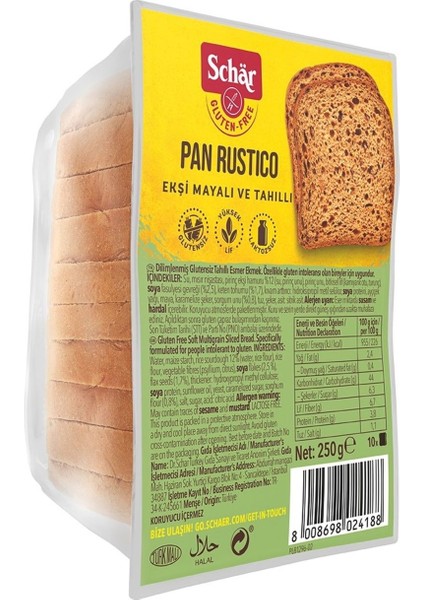 Rustico Glutensiz Lifli Ekmek 250 gr (4 Adet)