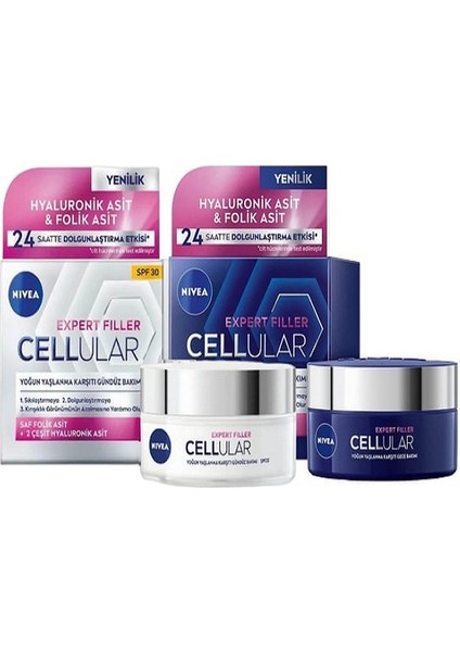 Cellular Expert Filler Yoğun Yaşlanma Karşıtı SPF15 Gündüz ve Gece Bakımı 2'li Krem Seti