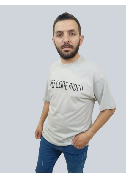 Erkek Hardcore Oversize Bisiklet Yaka Açık Gri Tişört fiyatları