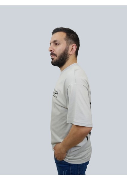 Erkek Hardcore Oversize Bisiklet Yaka Açık Gri Tişört modelleri