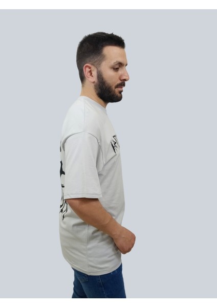 Erkek Hardcore Oversize Bisiklet Yaka Açık Gri Tişört fırsatları