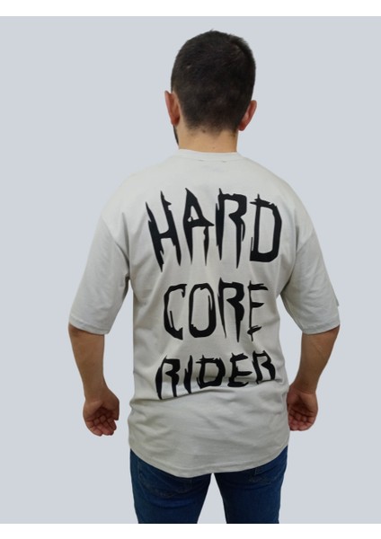 Erkek Hardcore Oversize Bisiklet Yaka Açık Gri Tişört indirimleri
