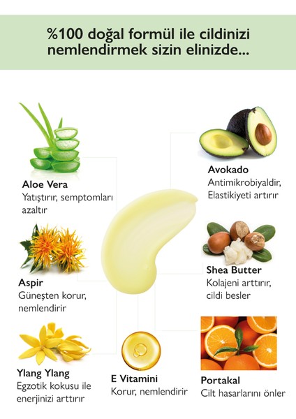 Doğal Güneş Sonrası Nemlendiricili Vücut Losyonu Aloe Vera & Avokado