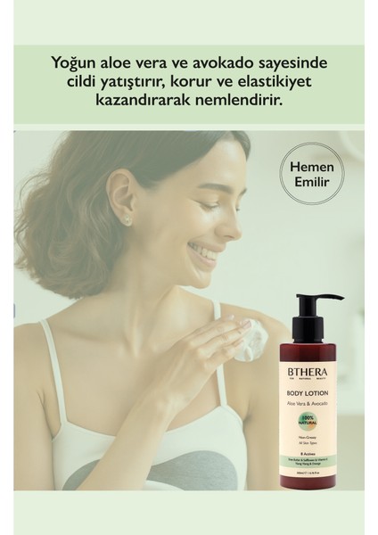 Doğal Güneş Sonrası Nemlendiricili Vücut Losyonu Aloe Vera & Avokado