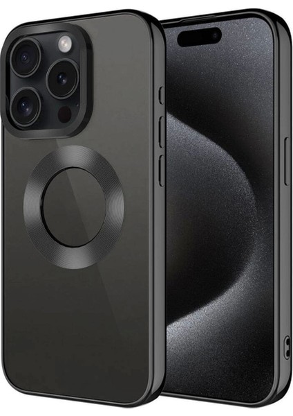 Iphone 15 Pro Max Uyumlu Kılıf Tek Kamera Çerçeveli Logo Gösteren Omega Kapak
