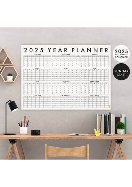 Amerikan Standardı 2025 Yıllık Planlayıcı Duvar Takvimi