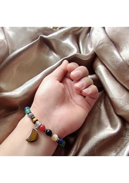 7 Çakra Bileklik Kaplan Gözü Taşı, Ametist, Aventurin Lapis, Sitrit, Oniks, Akik Doğal Taş Bileklik indirimleri