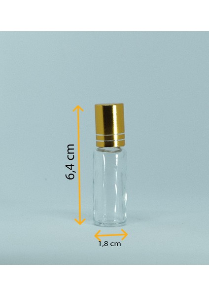 Parfüm Şişesi 5 ml (10 Adet) Roll-On Sarı Kapaklı Boş Şişe