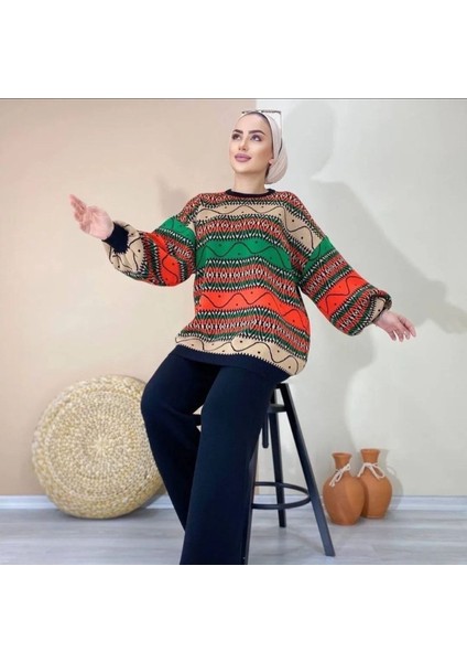 Şems Fashion Kalın Triko Kumaş Salaş Kesim Standart Beden Kazak