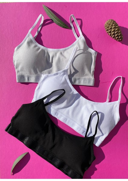 Pedli, 3 Adet Siyah,gri ve Beyaz Renk Ince Askılı Sütyen fiyatları