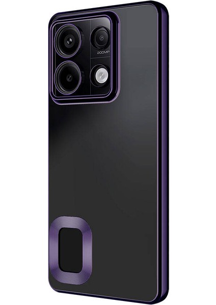 Caseworld Xiaomi NOTE13 Pro 4g Kapak Yanları Renkli Lens Korumalı Logo Gösteren Şeffaf Luxury Silikon Kılıf - Mor