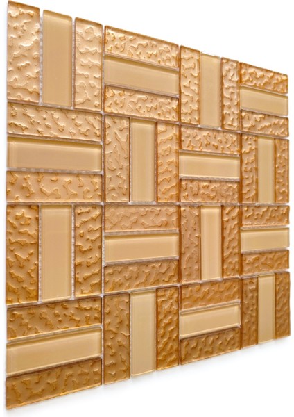 Mutfak Tezgah Arası ve Iç Dekorasyon Için Kristal Cam Mozaik. Renk: Krem Bej. Cam Ölçüleri: 23X73 Mm. File Ölçüsü: 30X30 Cm. ( 1 Koli=11 File Karo=1 M2 Fiyatıdır ) fiyatları