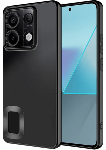 Caseart Xiaomi Poco M6 Pro 4g Kapak Yanları Renkli Lens Korumalı Logo Gösteren Şeffaf Luxury Silikon Kılıf - Siyah