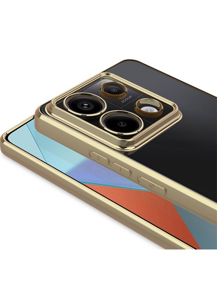 Caseworld Xiaomi NOTE13 Pro 4g Kapak Yanları Renkli Lens Korumalı Logo Gösteren Şeffaf Luxury Silikon Kılıf - Siyah