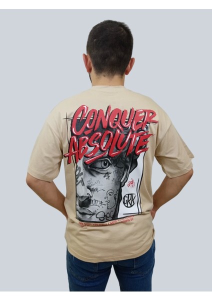 Daniel Milano Erkek Conquer Oversize Bisiklet Yaka Sütlü Kahve T-Shirt