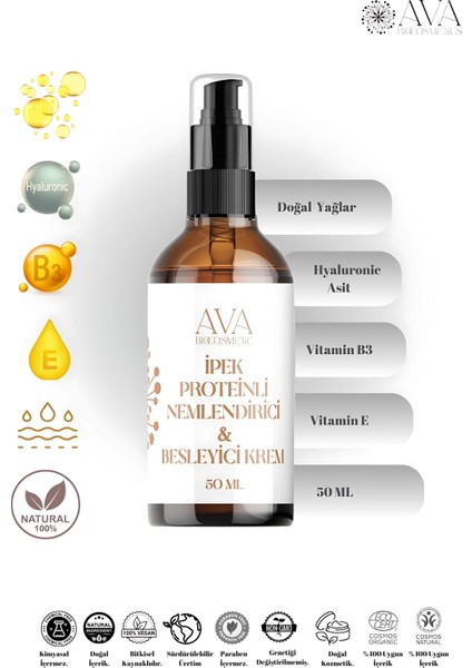 Ava İpek Proteinli Nemlendirici & Besleyici Krem