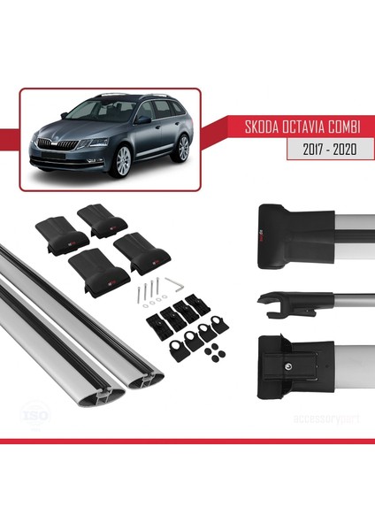 Skoda Octavia Combı 2017-2020 Arası ile Uyumlu Fly Model Ara Atkı Tavan Barı Gri indirimleri
