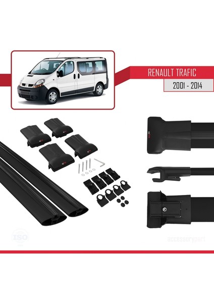 Renault Trafic 2001-2014 Arası ile Uyumlu Fly Model Ara Atkı Tavan Barı Siyah indirimleri
