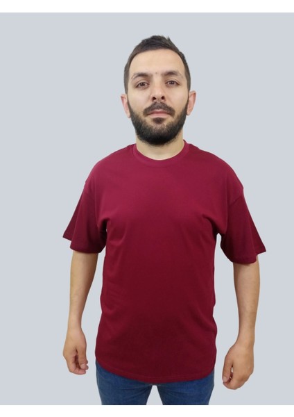 Daniel Milano Erkek Simple Bisiklet Yaka Bordo T-Shirt