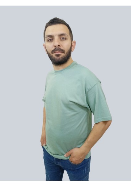 Daniel Milano Erkek Simple Bisiklet Yaka Mint Yeşili T-Shirt