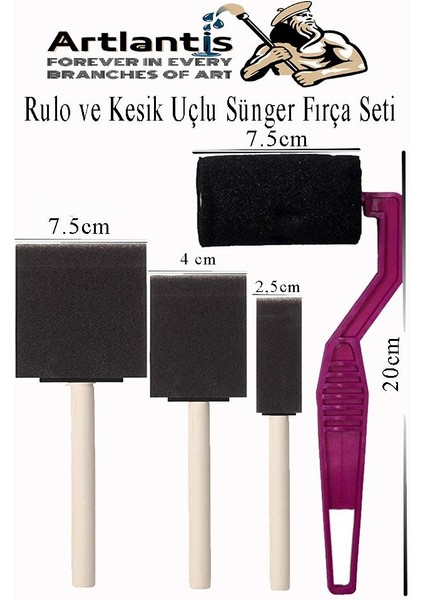 Rulo Kesik Uçlu ve Tampon Sünger Fırça Seti 12 Parça 1 Paket Resim Paleti Ponpon Akrilik Boya Yağlı Boya Guaj Boya Sulu Boya Sanatsal