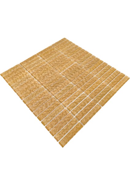 Mutfak Tezgah Arası, Havuz, Banyo ve Yaşam Alanlarının Tüm Yüzeyleri Için Cam Mozaik. Cam Ölçüsü: 15X73 Mm. File Ölçüsü: 30X30 Cm. Renk: Taba (1 Koli=11 File Karo=1m2 Fiyatıdır)