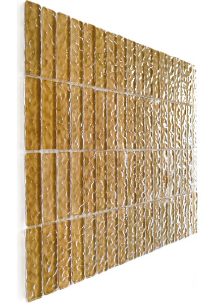 Mutfak Tezgah Arası, Havuz, Banyo ve Yaşam Alanlarının Tüm Yüzeyleri Için Cam Mozaik. Cam Ölçüsü: 15X73 Mm. File Ölçüsü: 30X30 Cm. Renk: Taba (1 Koli=11 File Karo=1m2 Fiyatıdır)