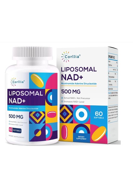 Liposomal Nad+ 500MG With Tmg 250MG Softgels Actual Nad+ Supplement 60 Softgels