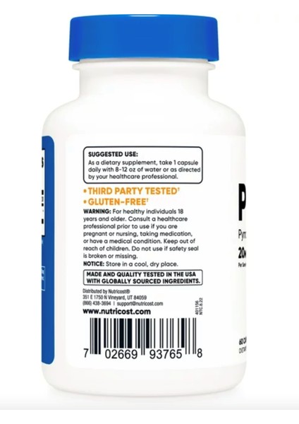 Pqq (Pyrroloquinoline Quinone) 20MG 60 Capsules - Non-Gmo Gluten Free fiyatları